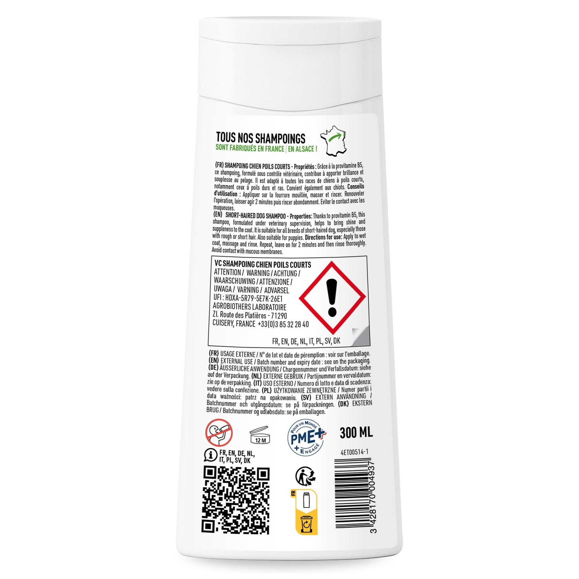 Shampoing Poils Courts pour Chien Pamplemousse 300ml - Vetocanis