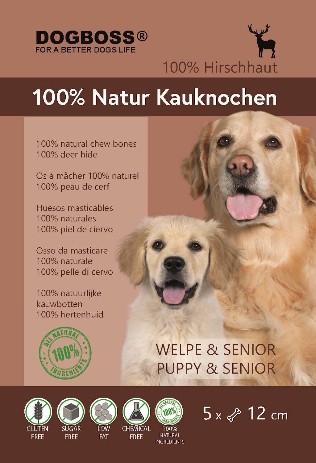 DOGBOSS Os à mâcher 100 naturels, chiot et senior, 100 peau de cerf, os pour ... - Vue 6