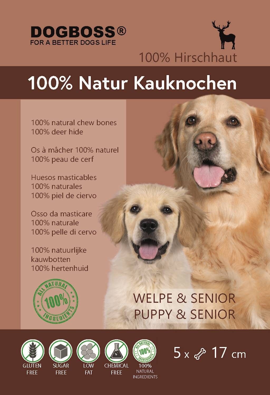 DOGBOSS Os à mâcher 100 naturels, chiot et senior, 100 peau de cerf, os pour ... - Vue 9