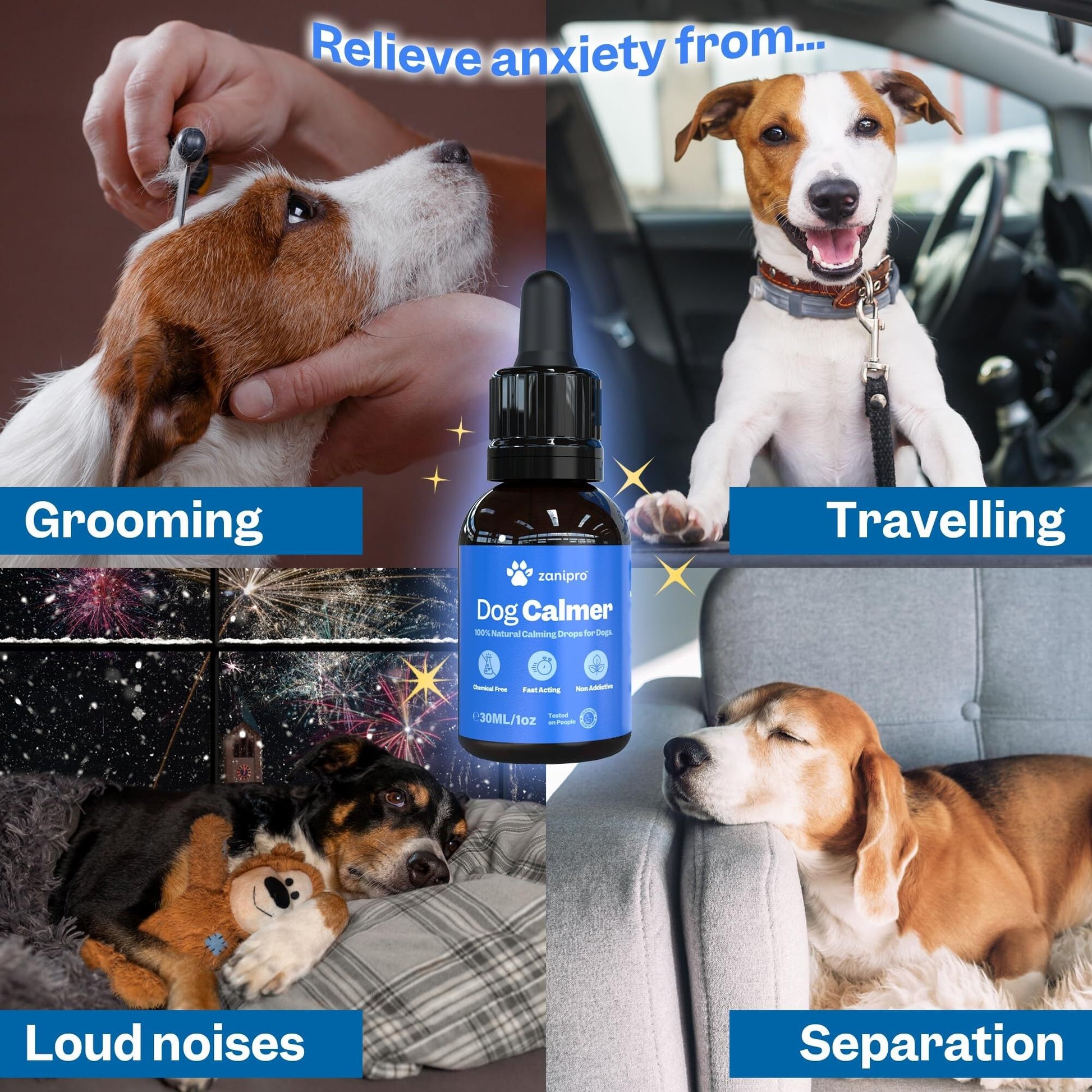 Gouttes apaisantes pour chiens - Valériane et Ashwagandha 30ml - Zanipro