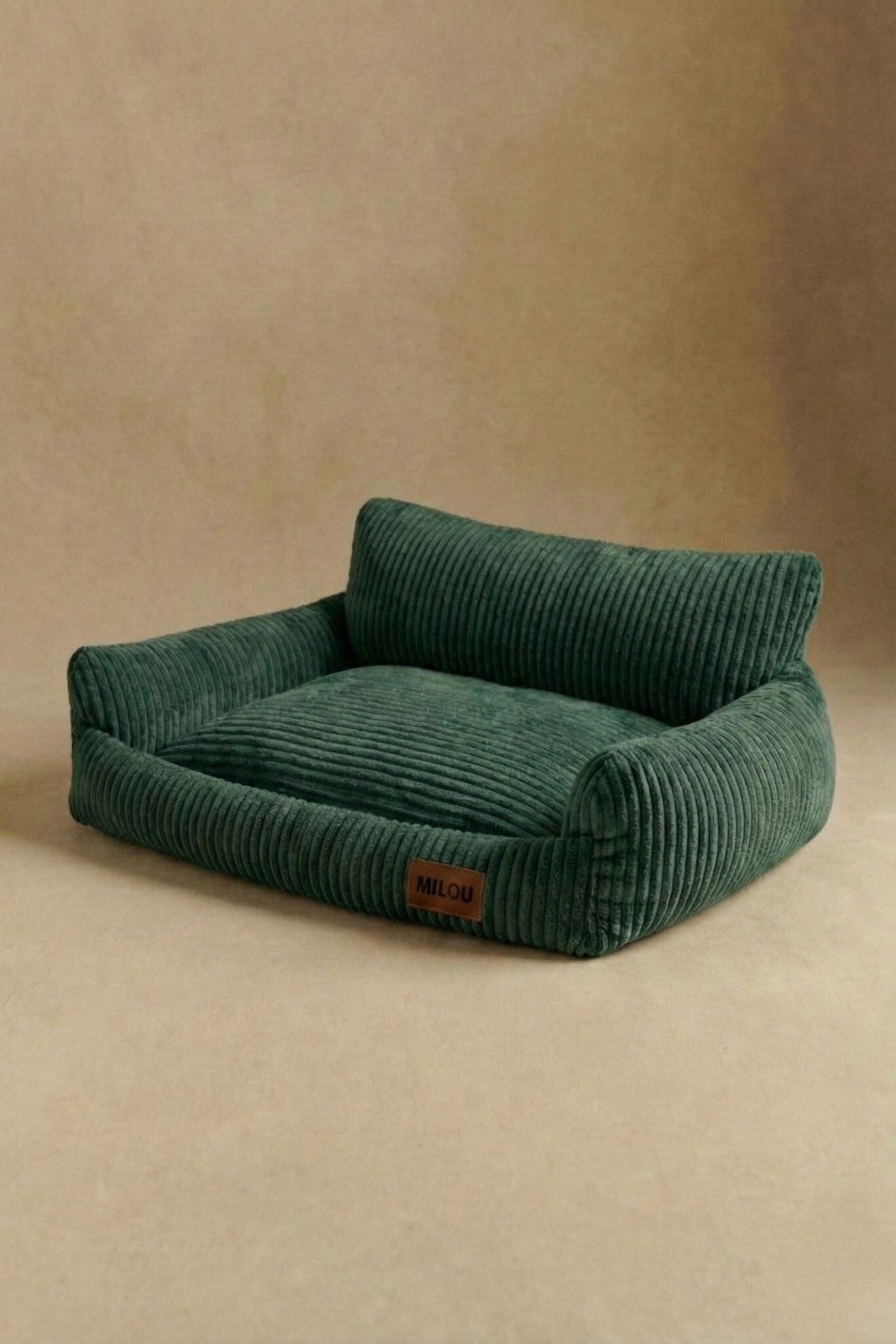 Panier orthopédique pour chien vert - Velours tricoté 100% recyclé - Milou Pets