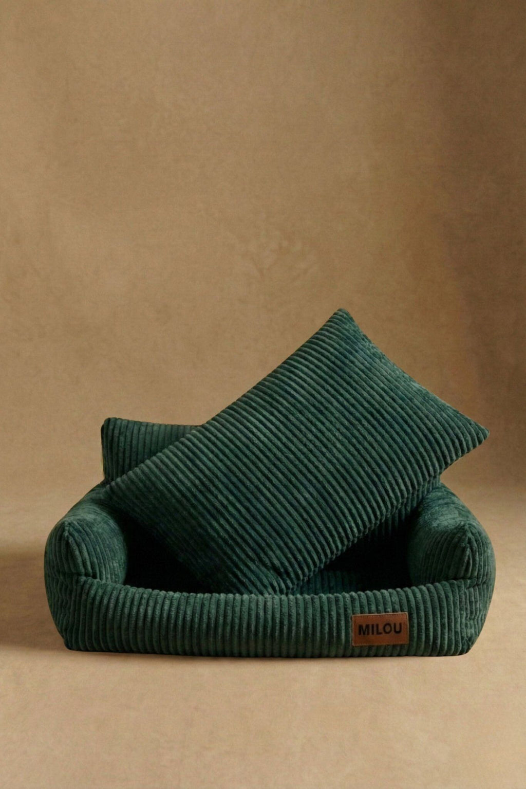 Panier orthopédique pour chien vert - Velours tricoté 100% recyclé - Milou Pets