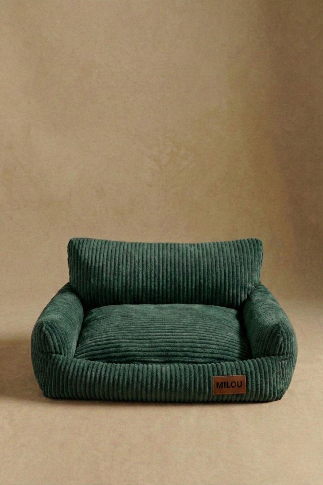 Panier orthopédique pour chien vert - Velours tricoté 100% recyclé - Milou Pets