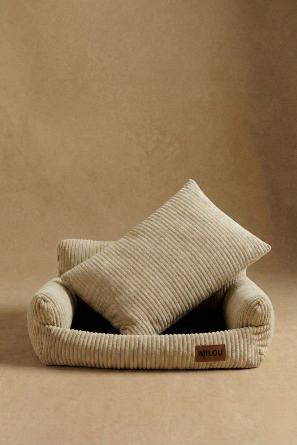 Panier orthopédique pour chien beige - Velours tricoté 100% recyclé - Milou Pets