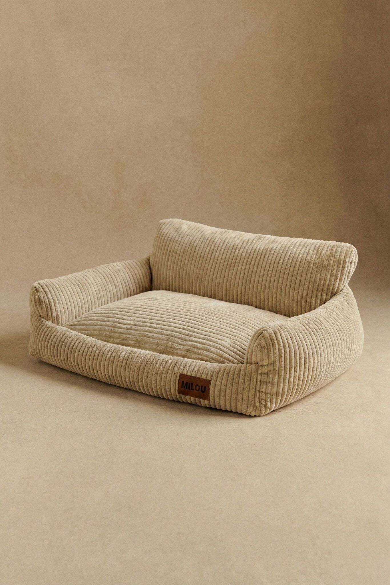 Panier orthopédique pour chien beige - Velours tricoté 100% recyclé - Milou Pets