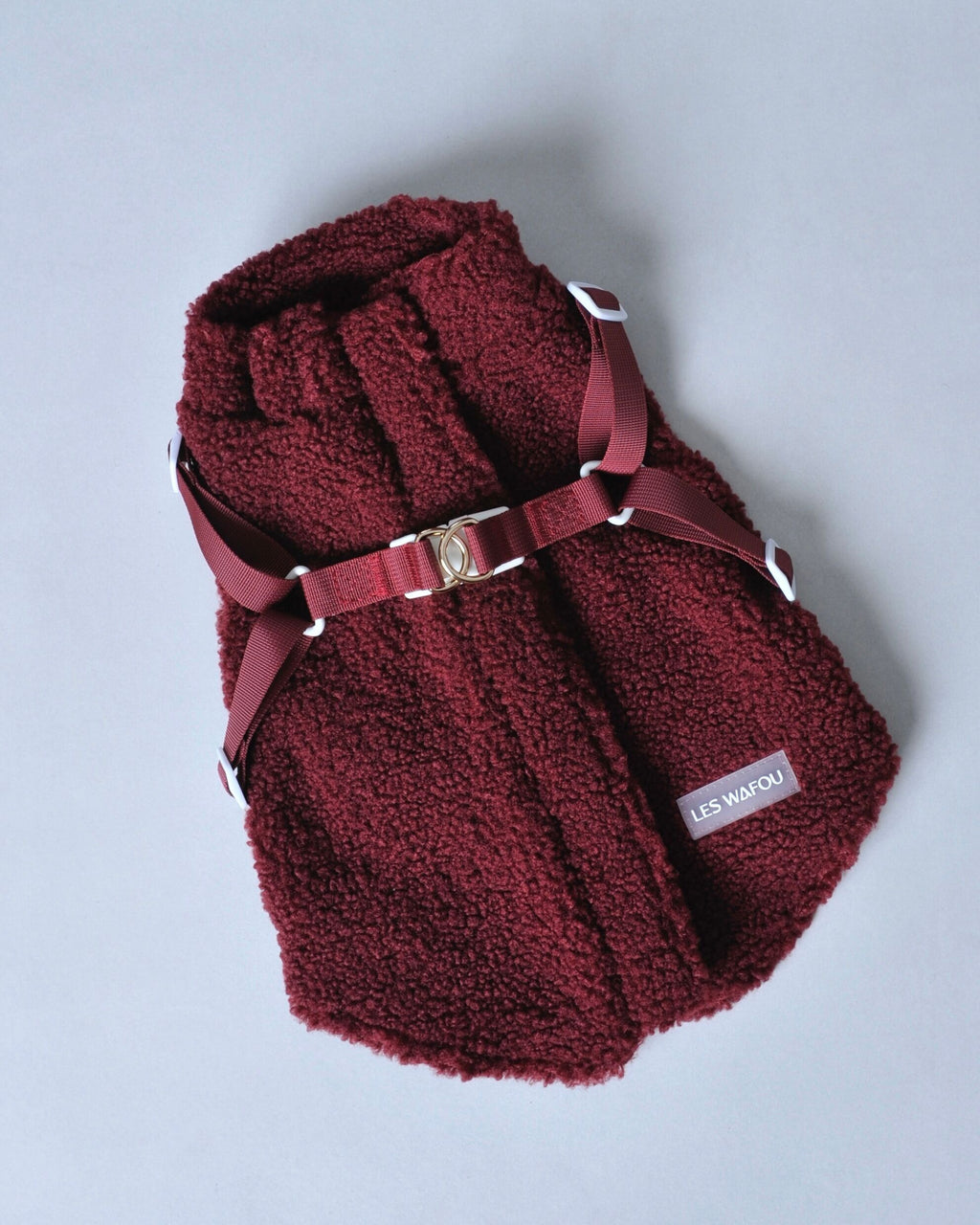 Manteau moumoute pour chien - Rouge bordeaux - Vue 1