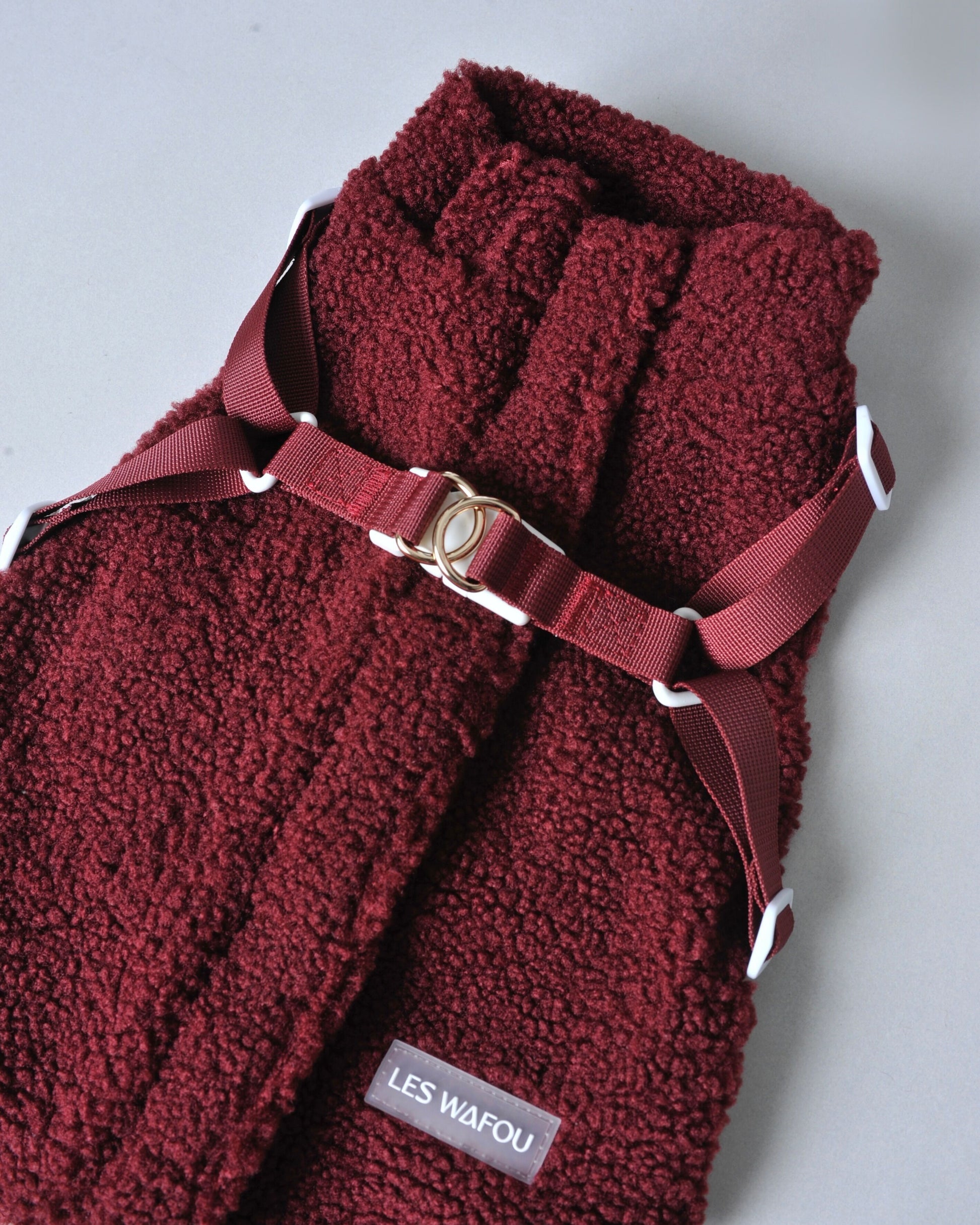 Manteau moumoute pour chien - Rouge bordeaux - Vue 3