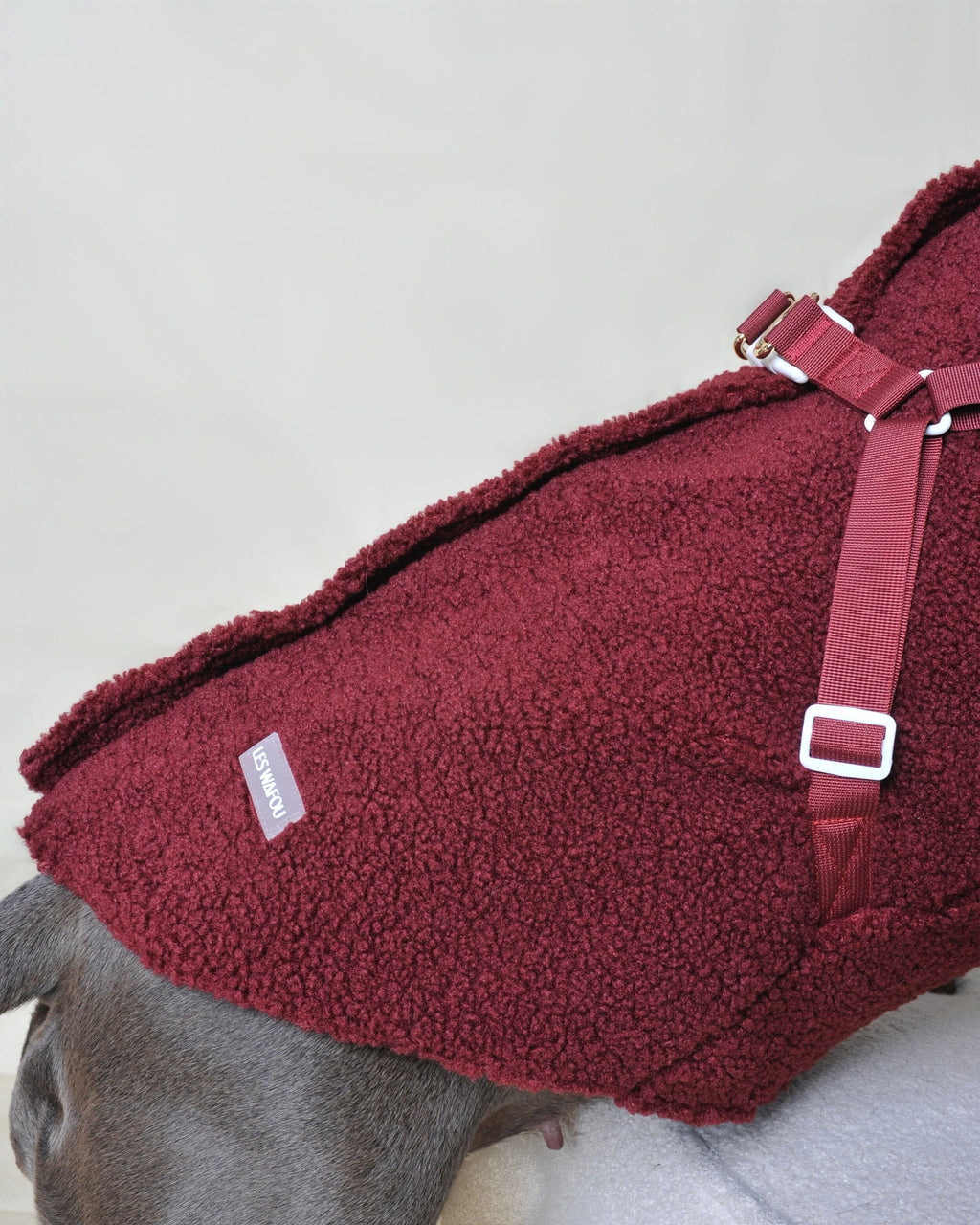 Manteau moumoute pour chien - Rouge bordeaux - Vue 5